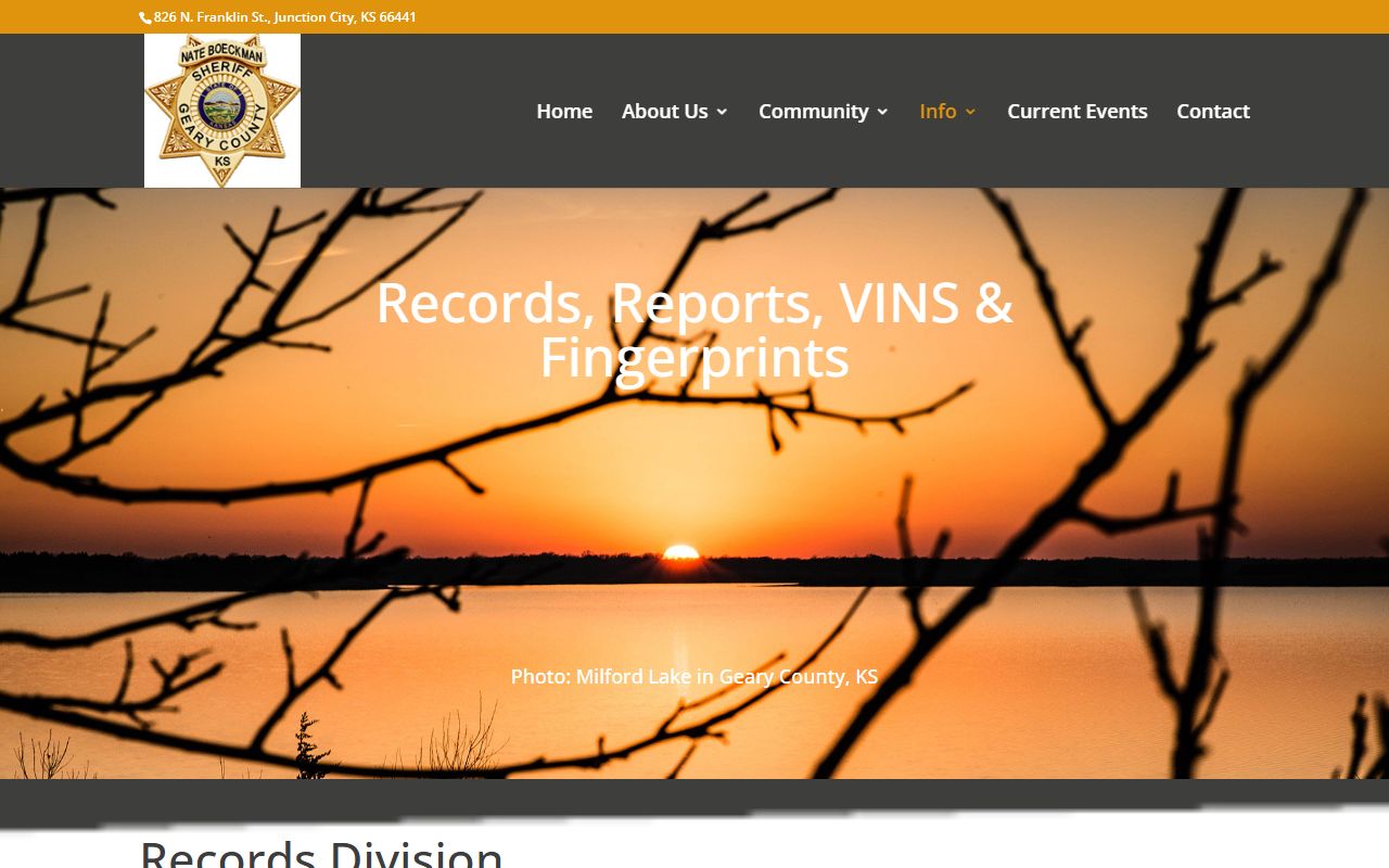 Geary County arrest records sheriff records reports fees and services