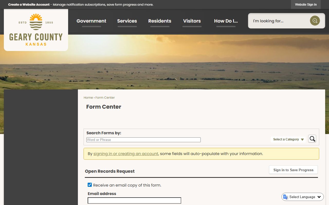 Geary County Clerk records online KORA request form