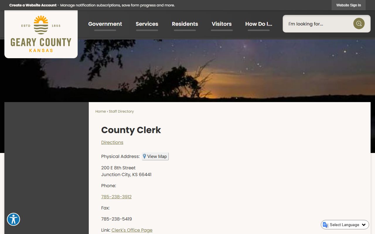 Geary County Clerk records staff directory for county clerk