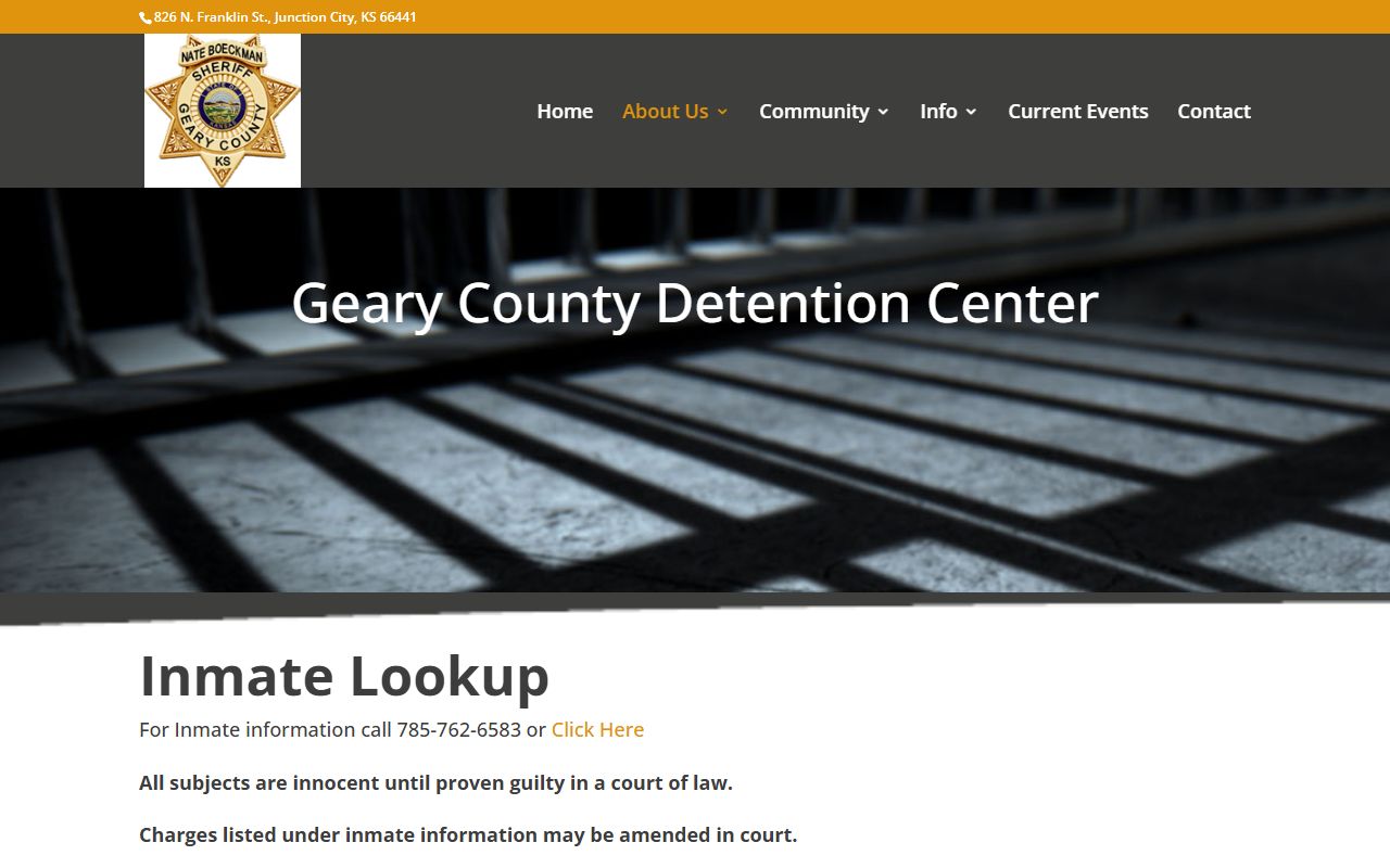Geary County inmate records sheriff corrections division page