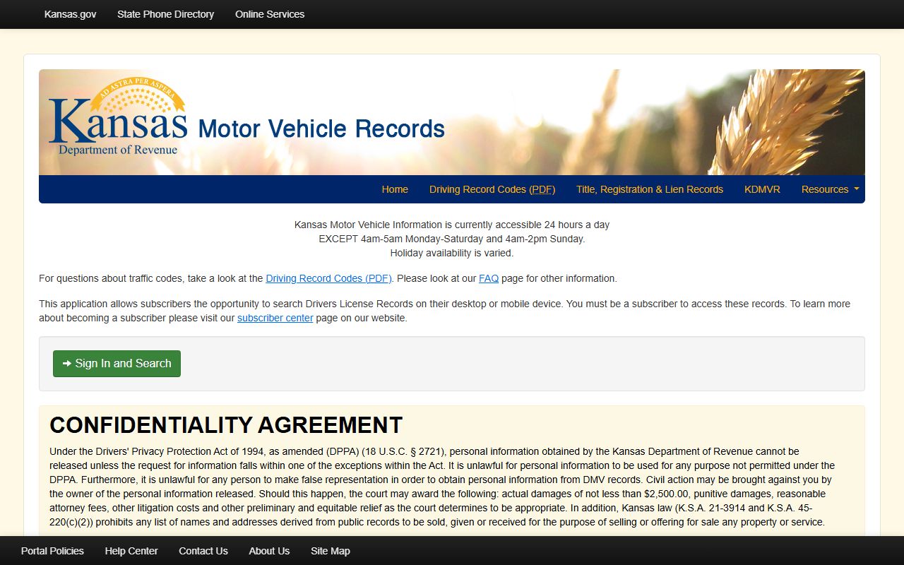Geary County traffic court records Kansas motor vehicle record portal