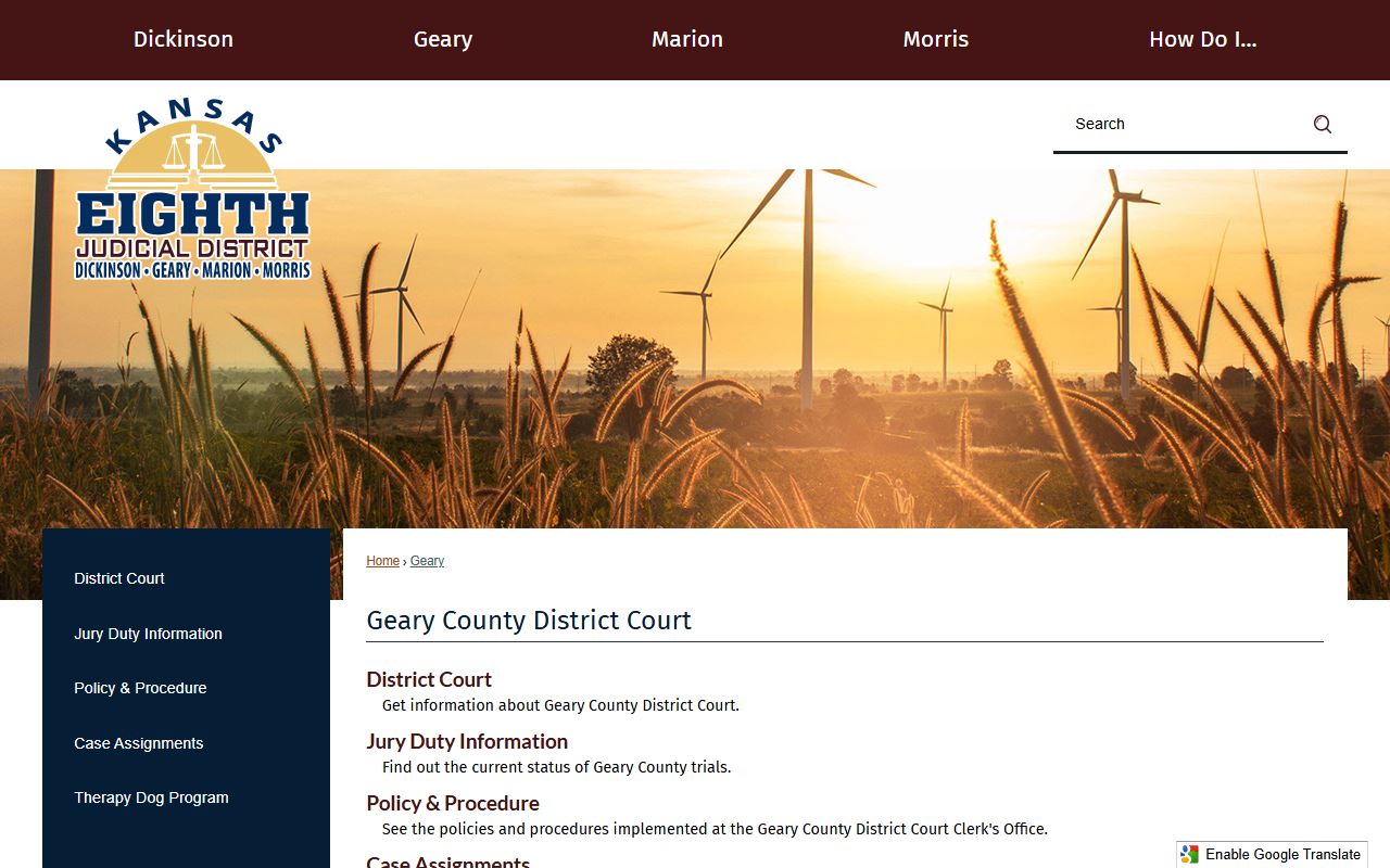 Geary County court records 8th Judicial District page