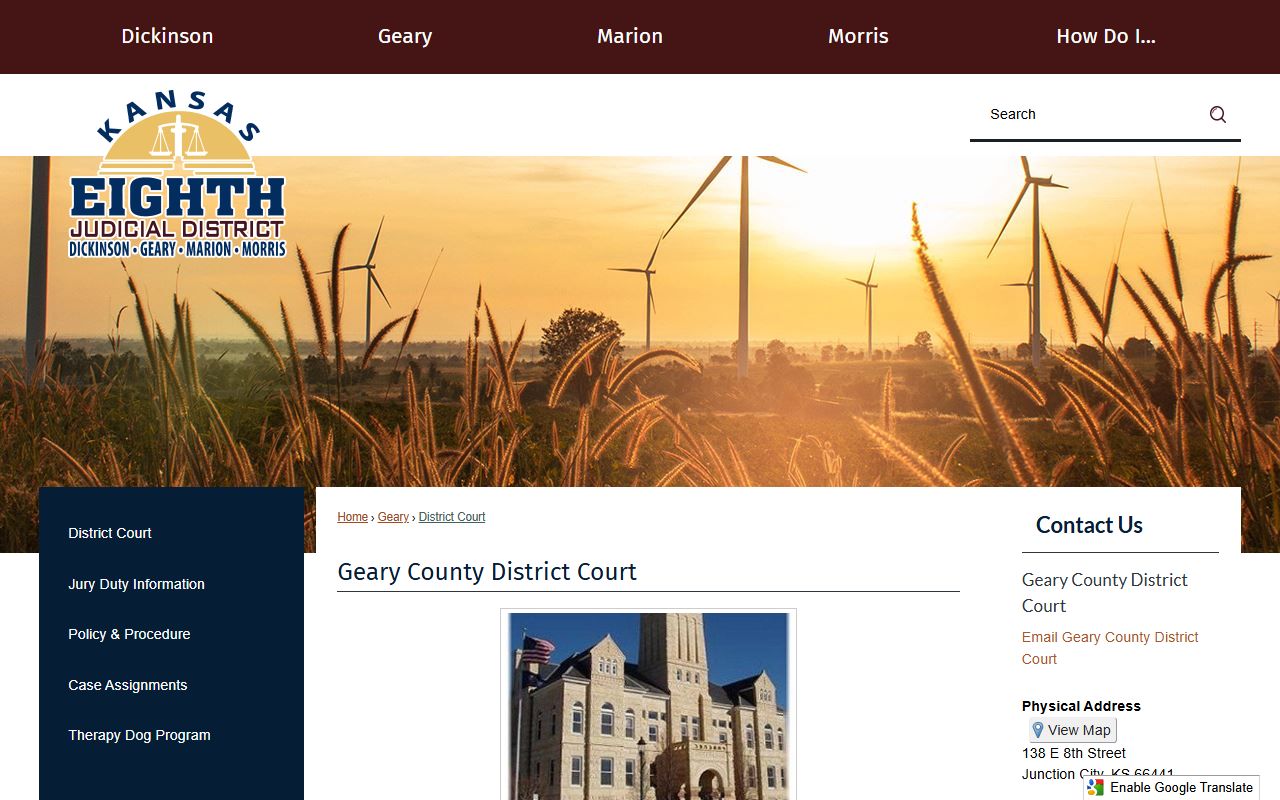 Geary County court records District Court page